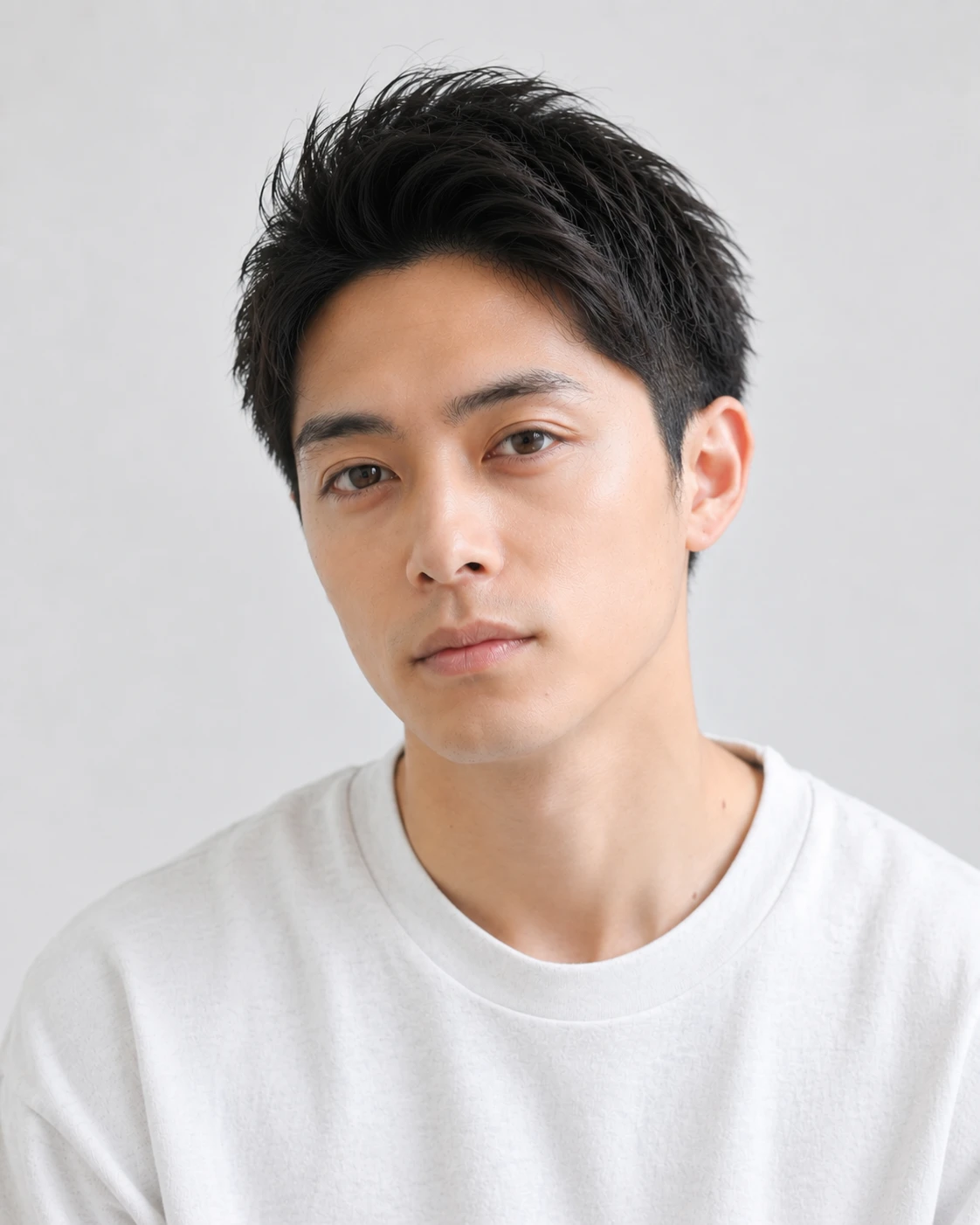 丸顔向けアップバングショート