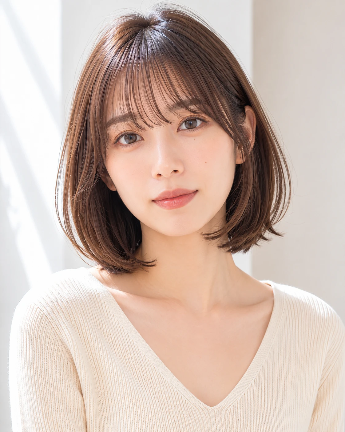 面長に似合いやすいワイドバングボブ